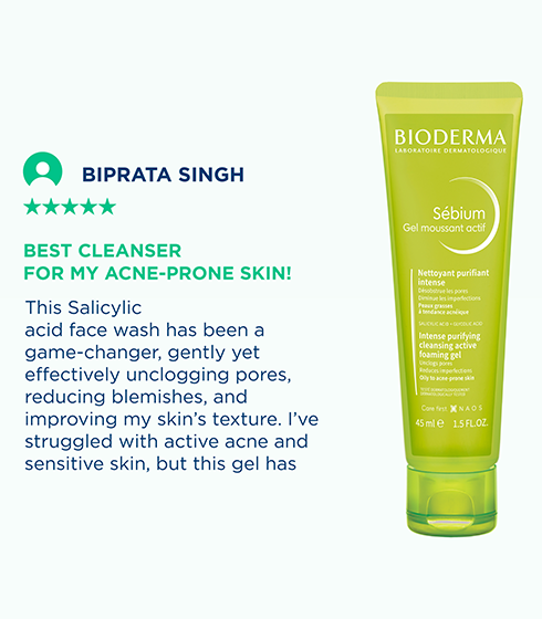 Sebium Gel Moussant Actif Cleanser with Salicylic & Glycolic Acid for Acne Prone, Oily Skin