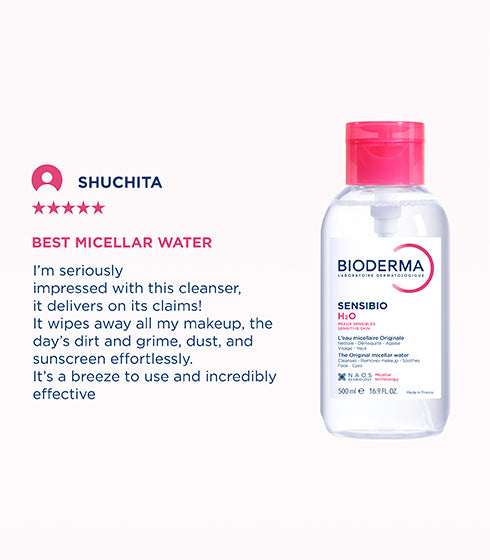 Sensibio H2O Dermatological Micellar Water - Gently Removes Makeup Prevents Clogged Pores Pump Bottle